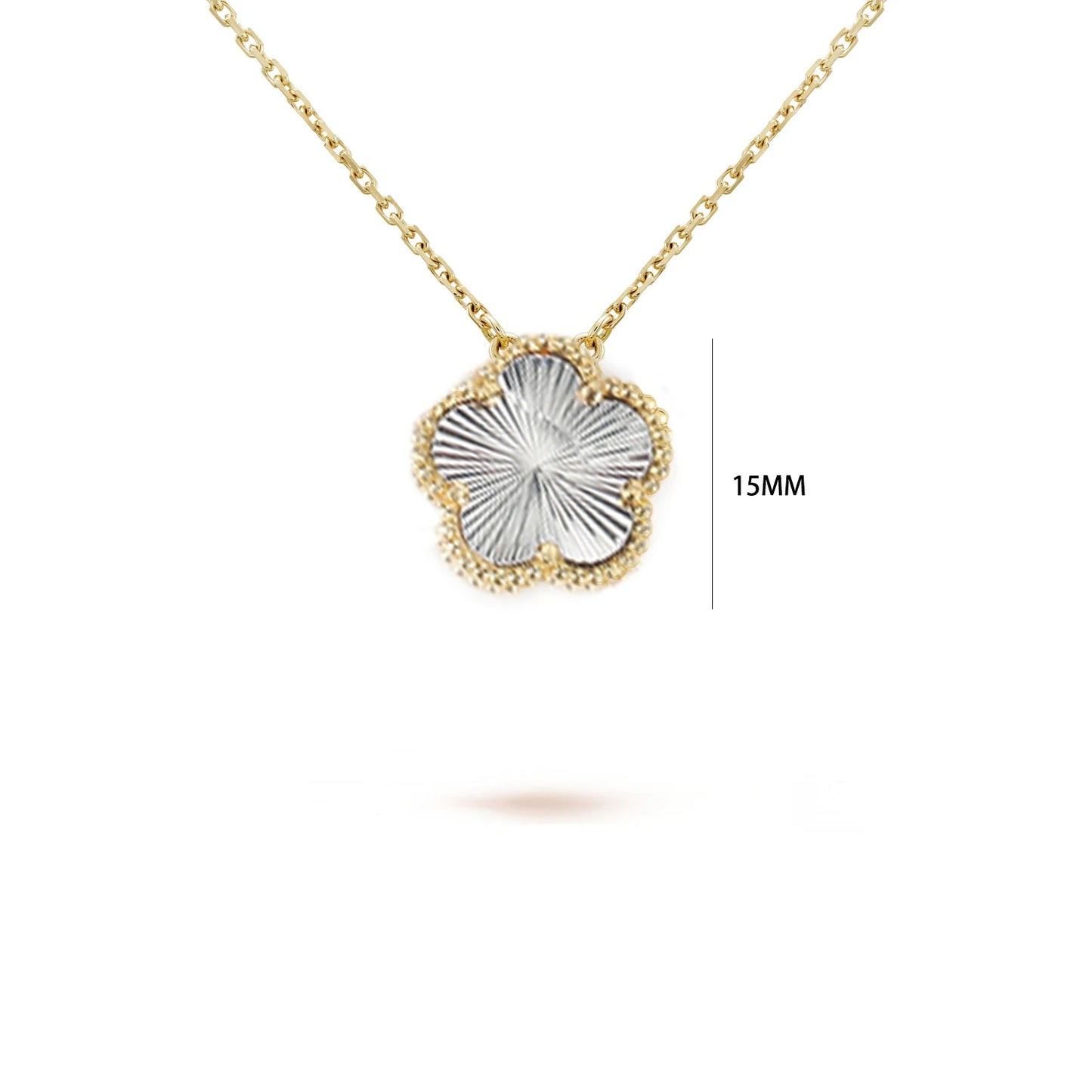 Five-Petal Flower Pendant Necklace — Natural Stone, 7 Colors
