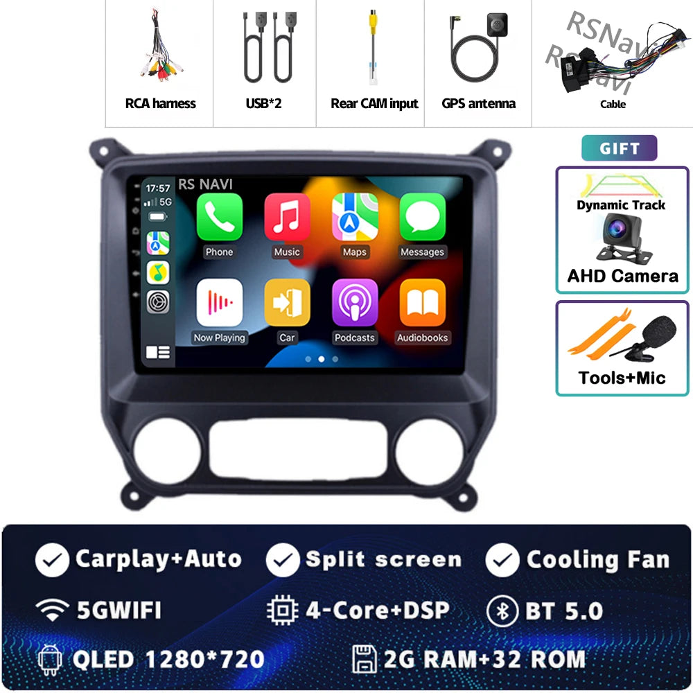 Android 16 Carplay Auto Car Radio Multimedia For Chevrolet Silverado 3 GMTK2 2014 2015 2016 2017 2018 GPS BT 4G Stereo Head Unit