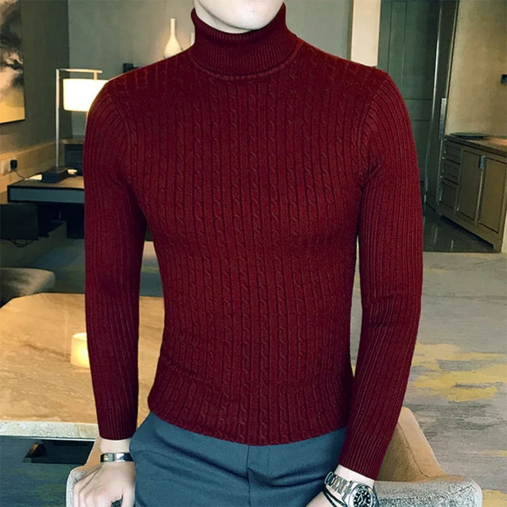 Men's Turtleneck Sweater, Slim Knit Pullover