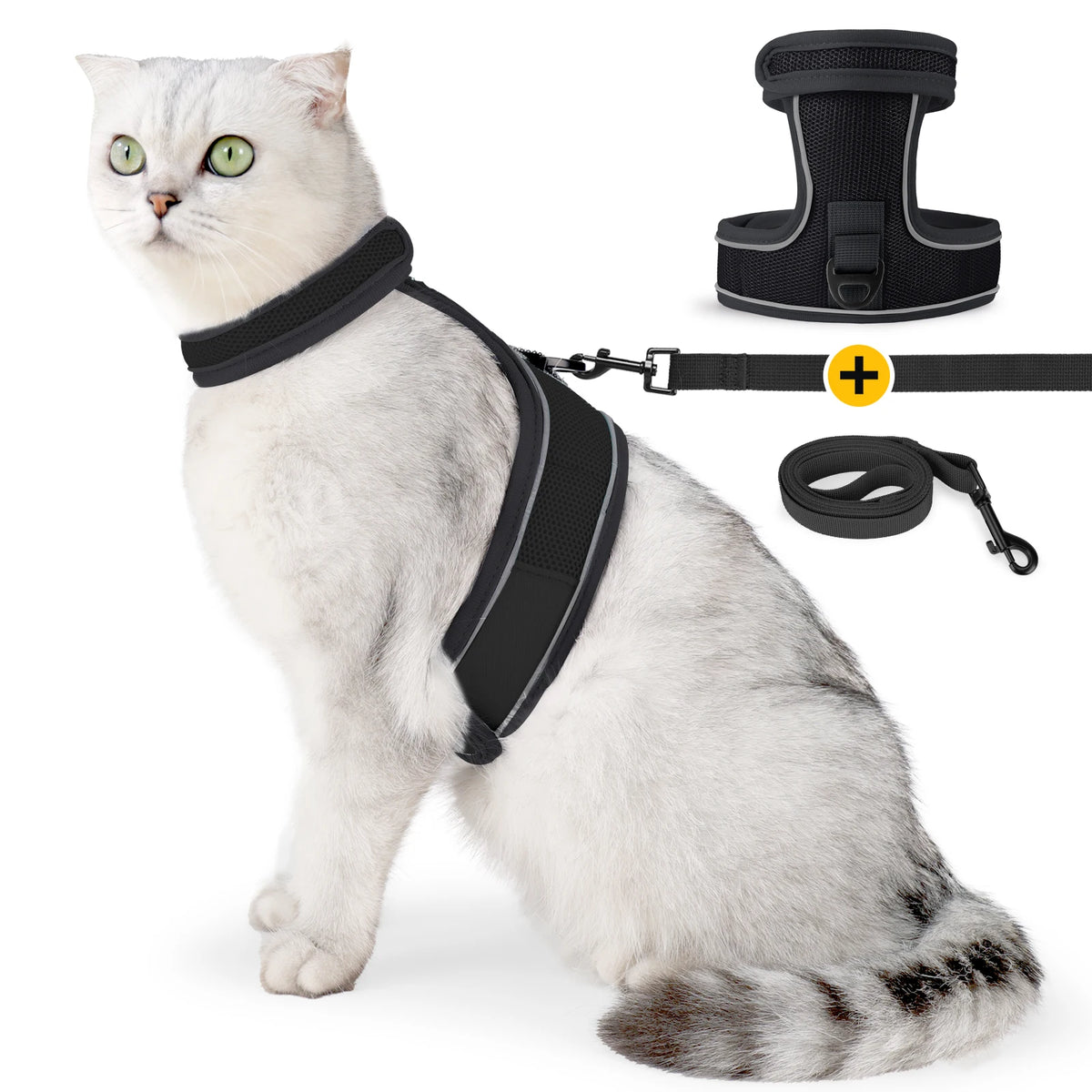 Cat Harness-Escape Proof Adjustable Cat Harness,Comfortable Soft,Walking Travel Kitten Harness for Small Medium Large Cats