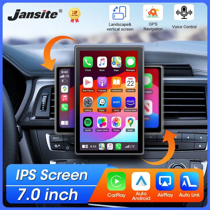7" Portable Wireless CarPlay & Android Auto Display Screen