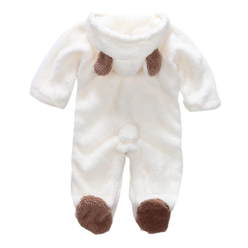 Cute Animal Fleece Baby Romper - Hooded Winter Onesie 0-12 Months - photo 7