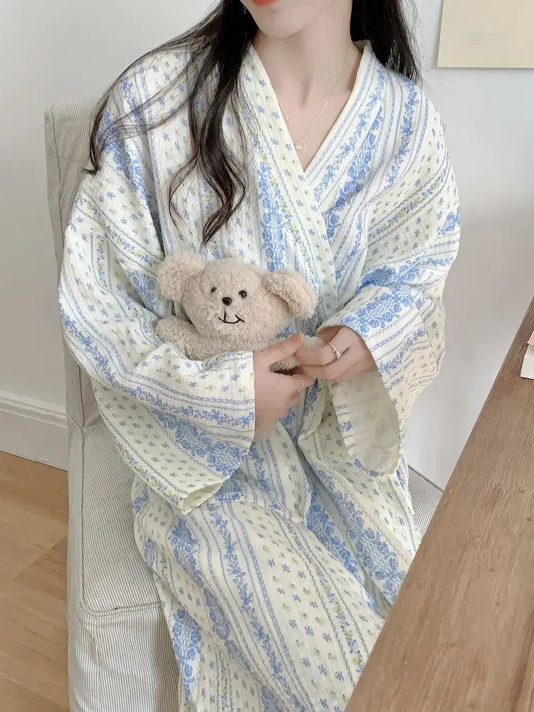 Women's Long Sleeve Mid-Length Robe, Soft Loungewear