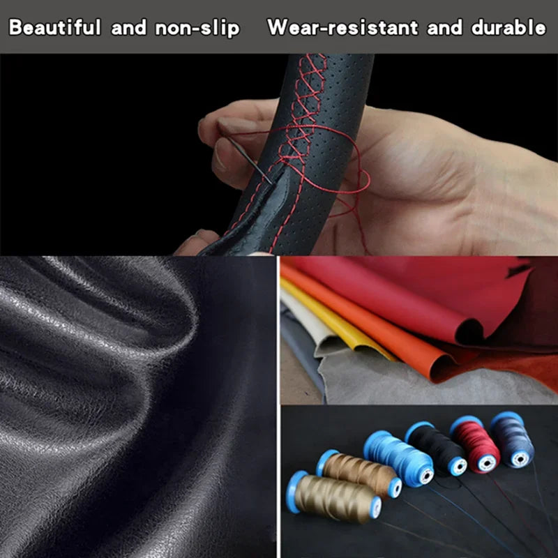 For Toyota RAV4 2026 Hand Stitched Steering Wheel Cover Braid Leather Cover Renovation Accessory