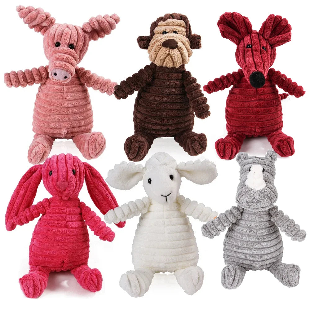 Squeaky Plush Chew Toy for Dogs, Animal Shapes