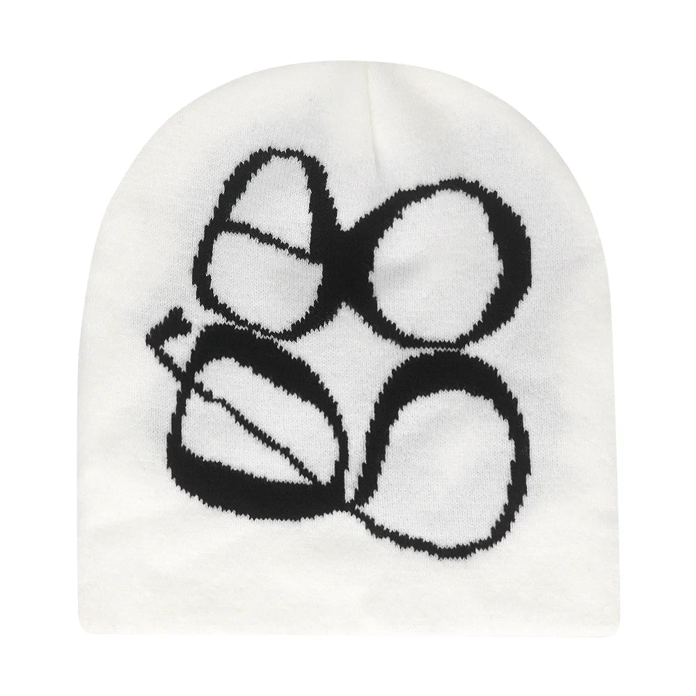 Y2K Letter Knit Beanie, Warm Ski Hat