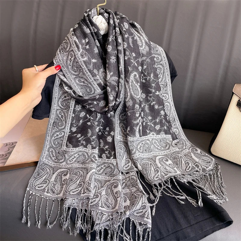 Women's Printed Pashmina Shawl, Soft Winter Scarf