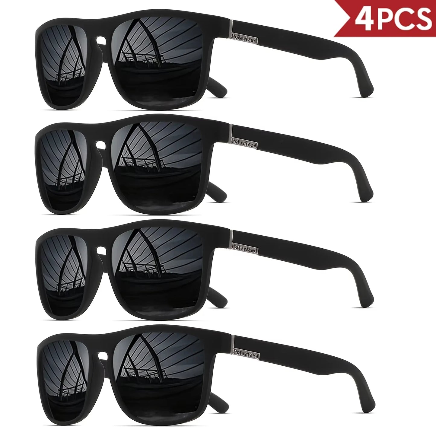 Men's Square Polarized Sport Sunglasses — UV400 Multi-Pack
