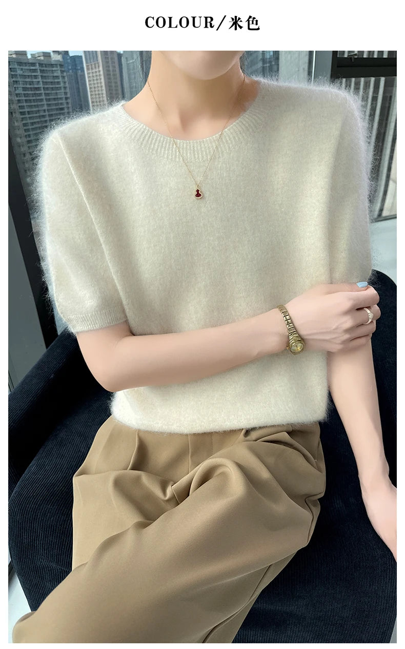 Women's Short Sleeve Knit Sweater Top