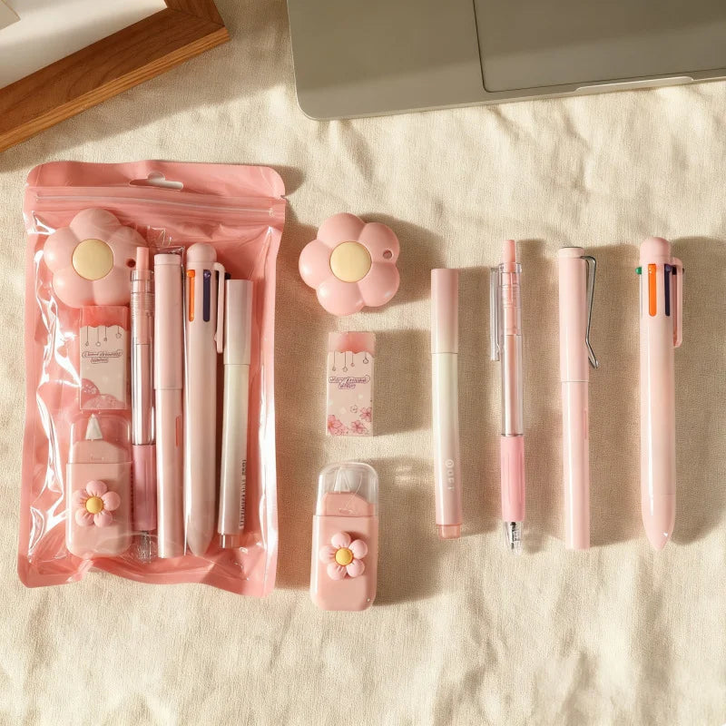 7-Pcs Stationery Set High-Quality Student Graduation Gift Neutral Pen Learning Companion Stationery Pack for Achievers， office