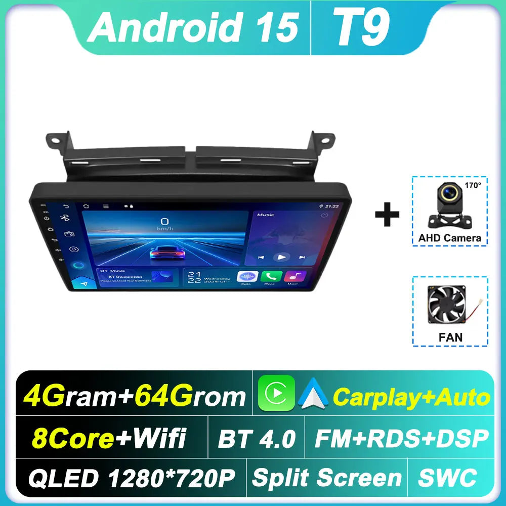 9 Inch 2 Din For Fiat 500 2016 2017 2018 2019 Carplay 4G Autoradio 360° Camera BT Smart Car Systems Carplay Auto Screen 5G Wifi