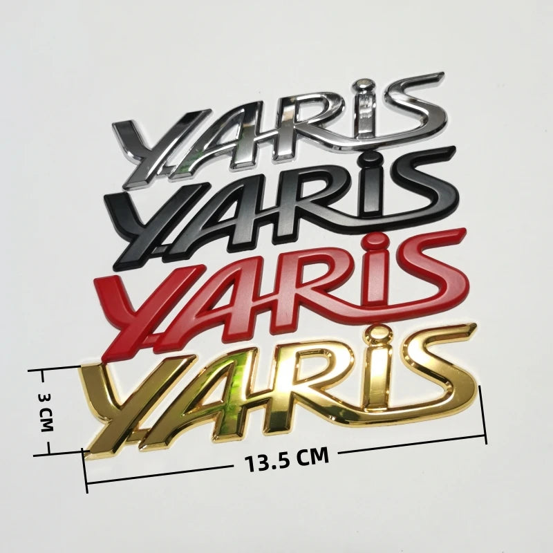 3D ABS Yaris Logo Emblem Badge Matte black Chrome Plated Trunk Letter Sticker For Toyota Yaris Car Exterior Decor Accessories