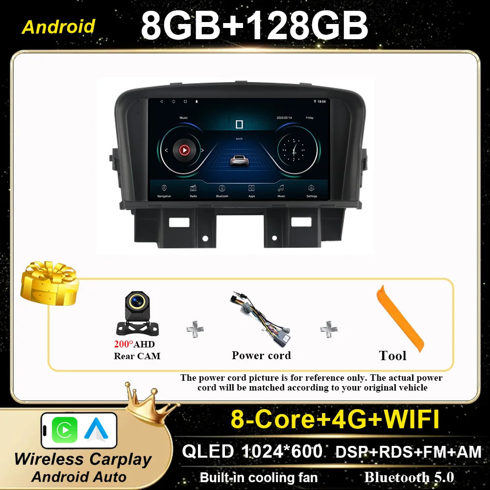 Android Car Stereo for Chevrolet Cruze (2008–2014) — CarPlay, Android Auto, GPS, WiFi, Touchscreen