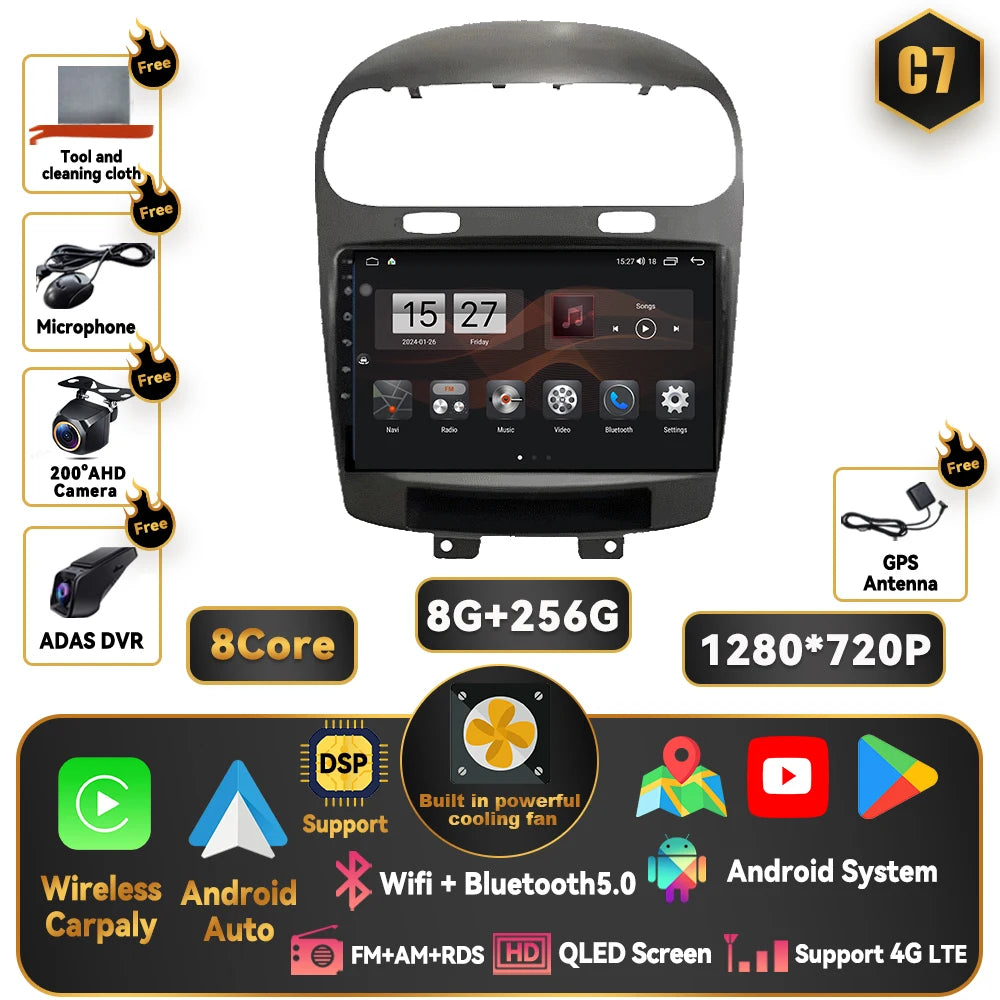 Car Stereo with Apple CarPlay & Android Auto, Compatible with Dodge Journey JC (2011-2020)