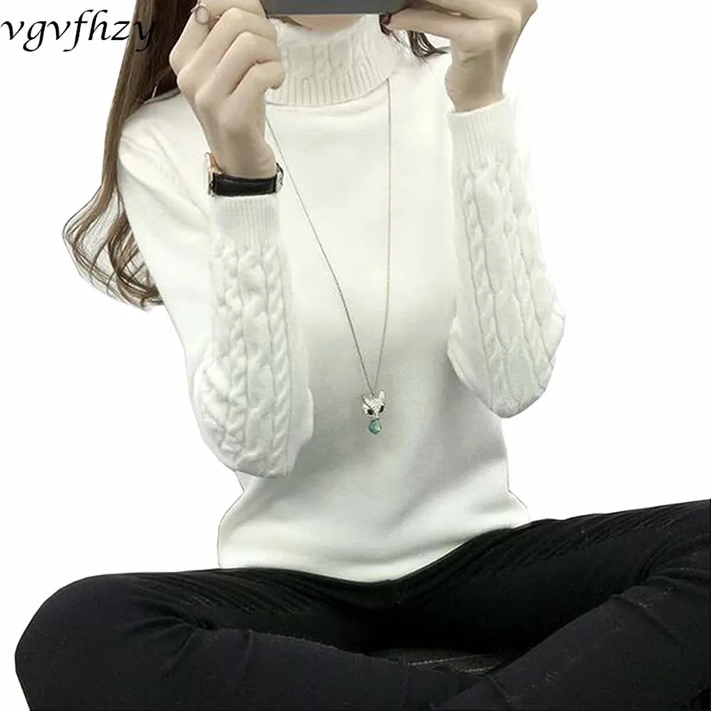 Women's Turtleneck Knit Sweater - Long Sleeve Pullover Jumper