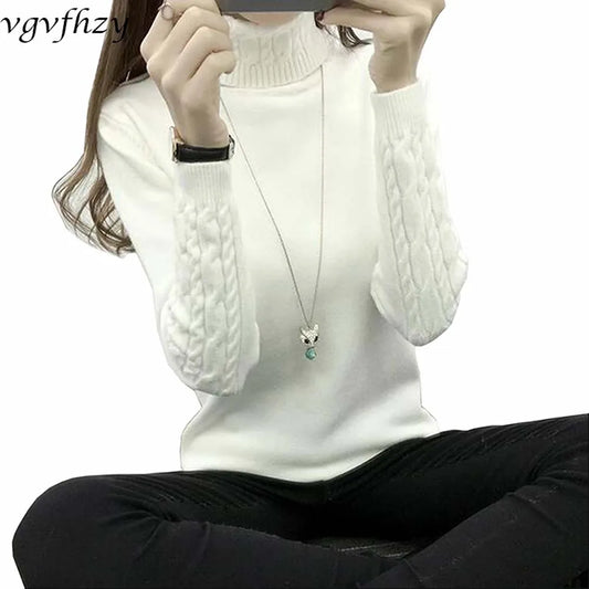 Women's Turtleneck Knit Sweater - Long Sleeve Pullover Jumper