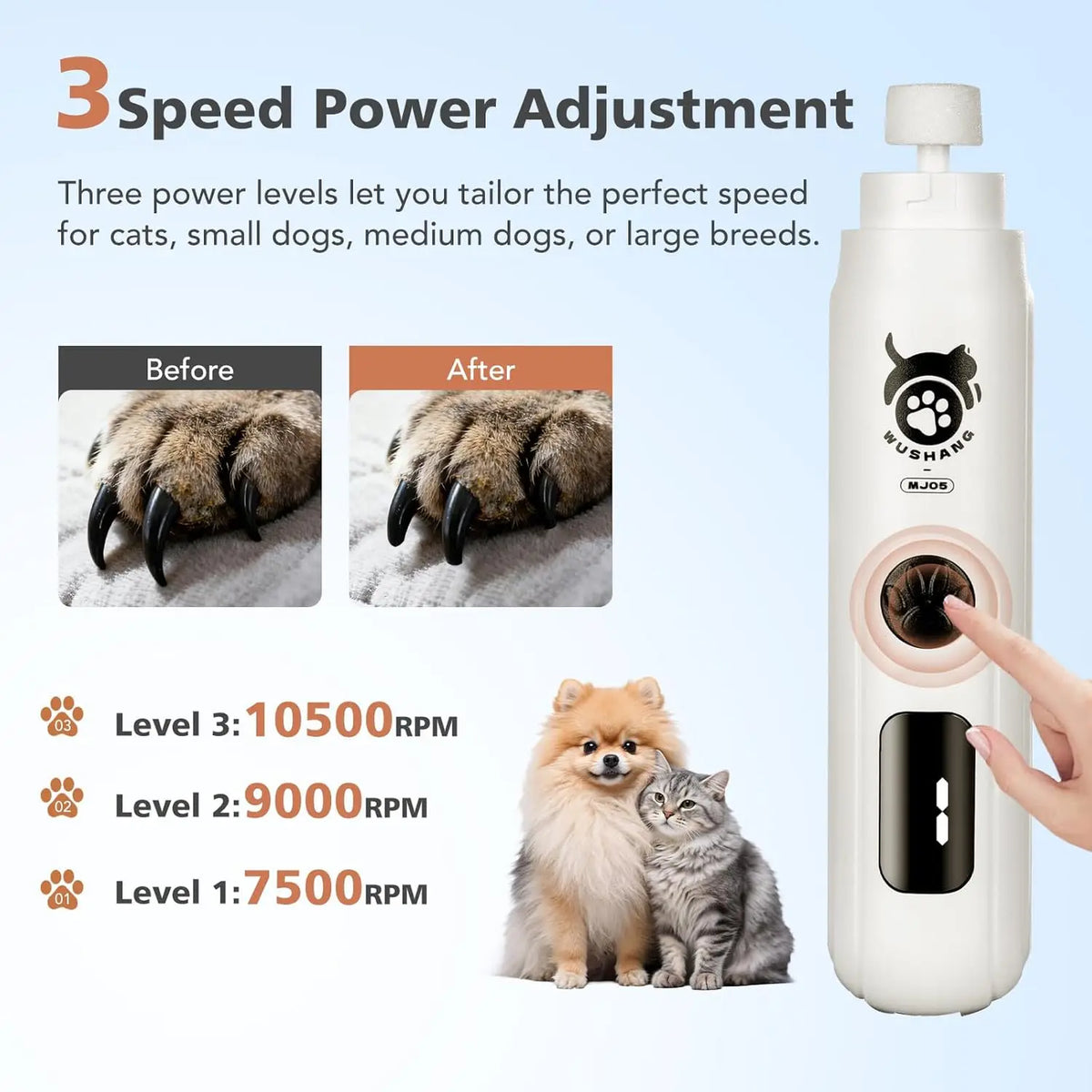 3-Speed Low-Vibration Nail Grinder with Digital Display – photo 4
