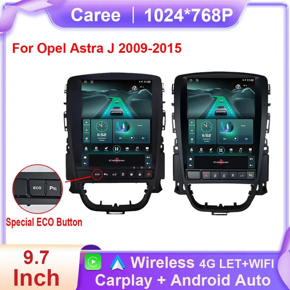 Android Car Stereo for Opel Astra J, Vauxhall, Holden, Cascada (2009–2015) — CarPlay, Android Auto, GPS, WiFi