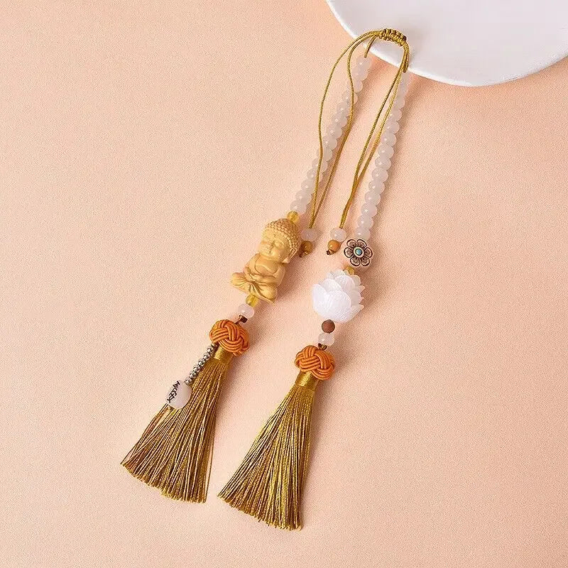 Chinese Traditional Culture Buddha Bodhi Car Pendant High-end Ping An Car Jewelry Car Lotus Rearview Mirror Pendant Oranments