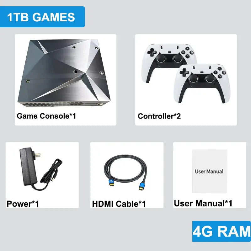 P88 Dual-System Game Console — Windows 11 + Batocera, 4K HD, Plug-and-Play TV Console