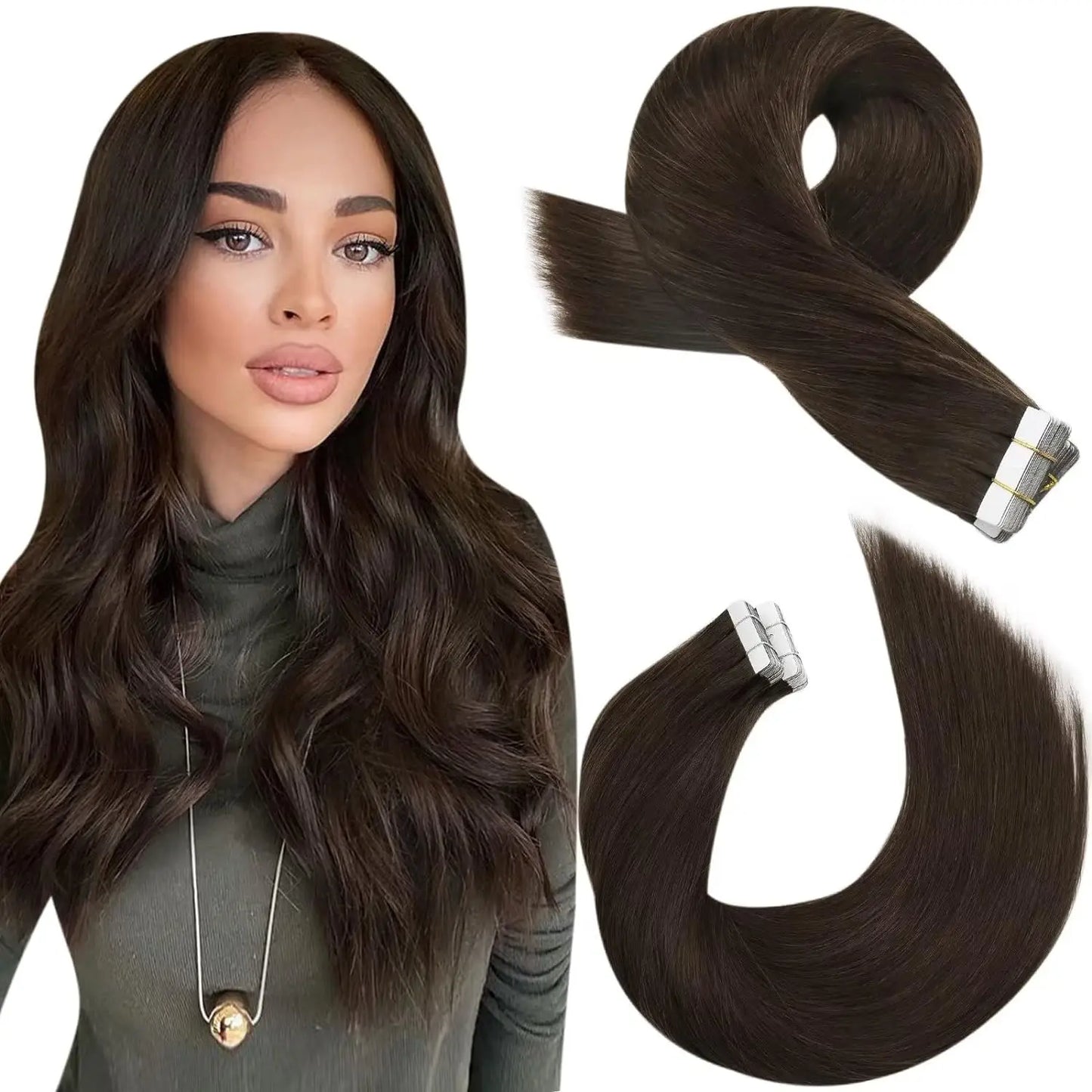 Moresoo Tape in Human Hair Extensions Balayage Blonde Hair Remy Hair Natural Soft Skin Weft Straight Seamless Hair Tape in Hair