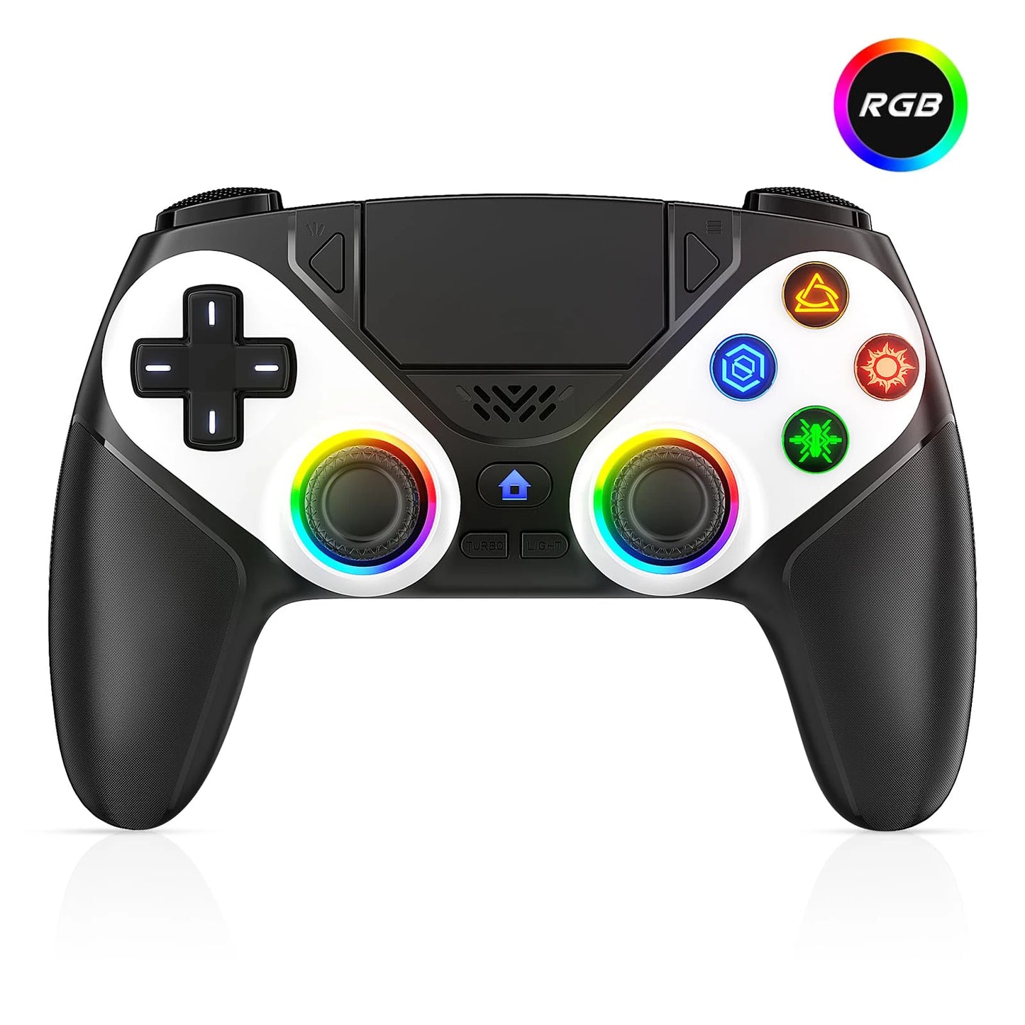 RGB Wireless Controller for Playstation5/PS5 Pro/Slim/PC,Dual Vibration Marco/Turbo Func Gamepads 3.5mm Audio Jack Game Joystick