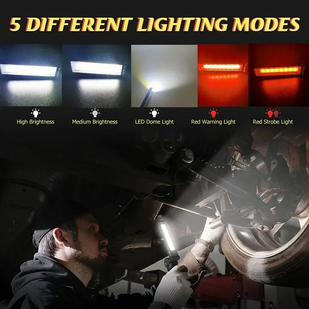 1pc COB LED Work Light Dimmable USB Rechargeable LED Flashlight Inspection Lamp With Magnet&Hook 14500/18650 Battery Torch light