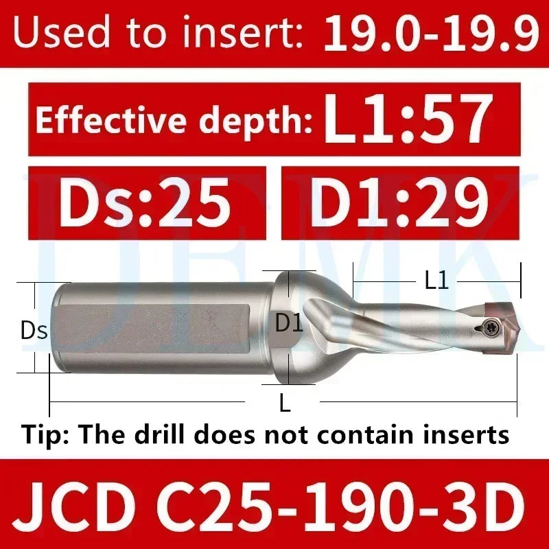JCD Crown U-Drill Rod 10-25mm, Internal Cooling Indexable Drill