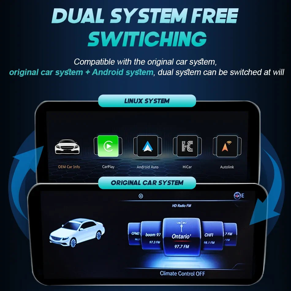 Wireless Carplay Screen For Mercedes C Class W205 GLC X253 C180 C200 300 350 2015-2018 Car Multimedia Player Android Auto Radio