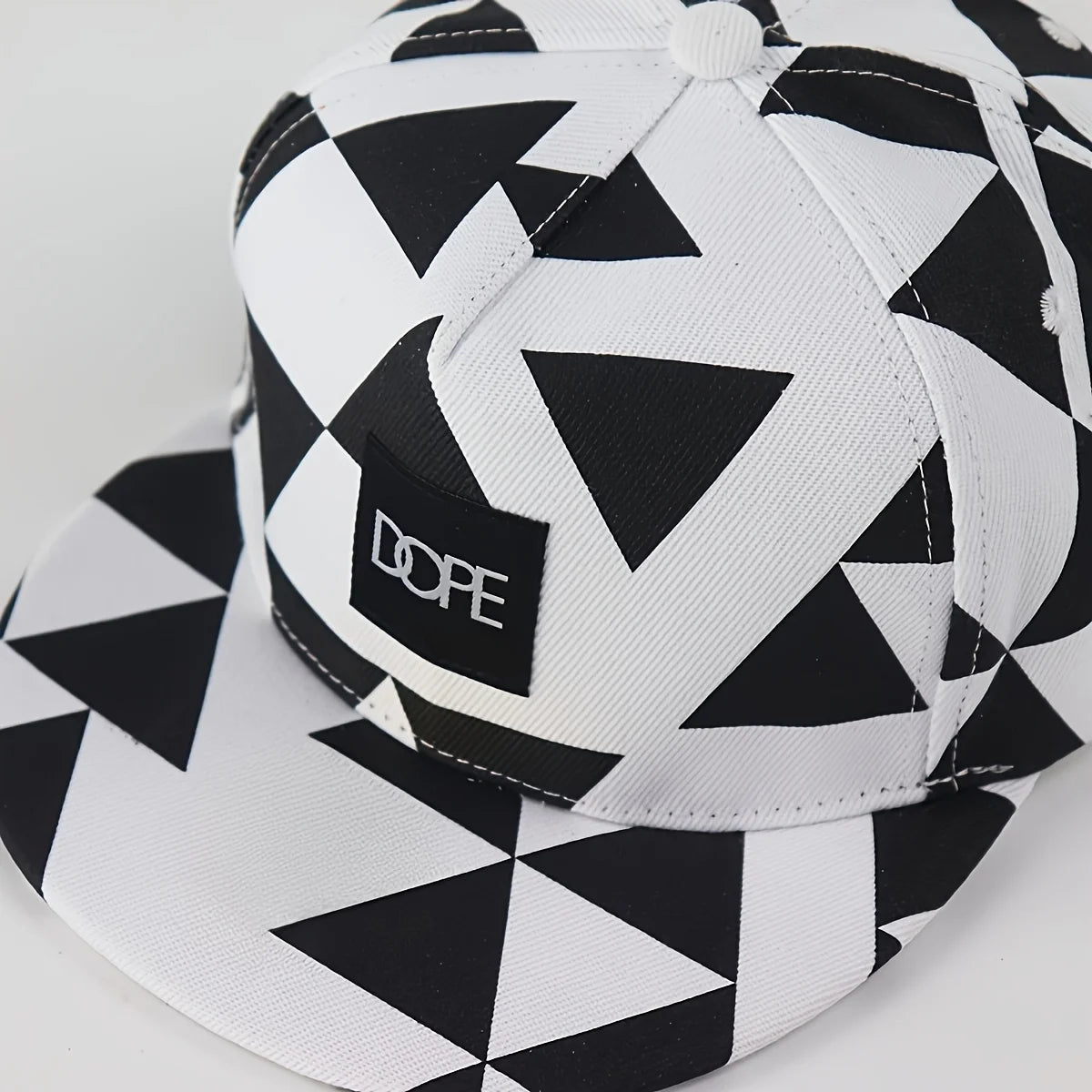 1PC DOPE fabric triangle block print street dance hip-hop hat trend flat edge baseball hat men's and women's