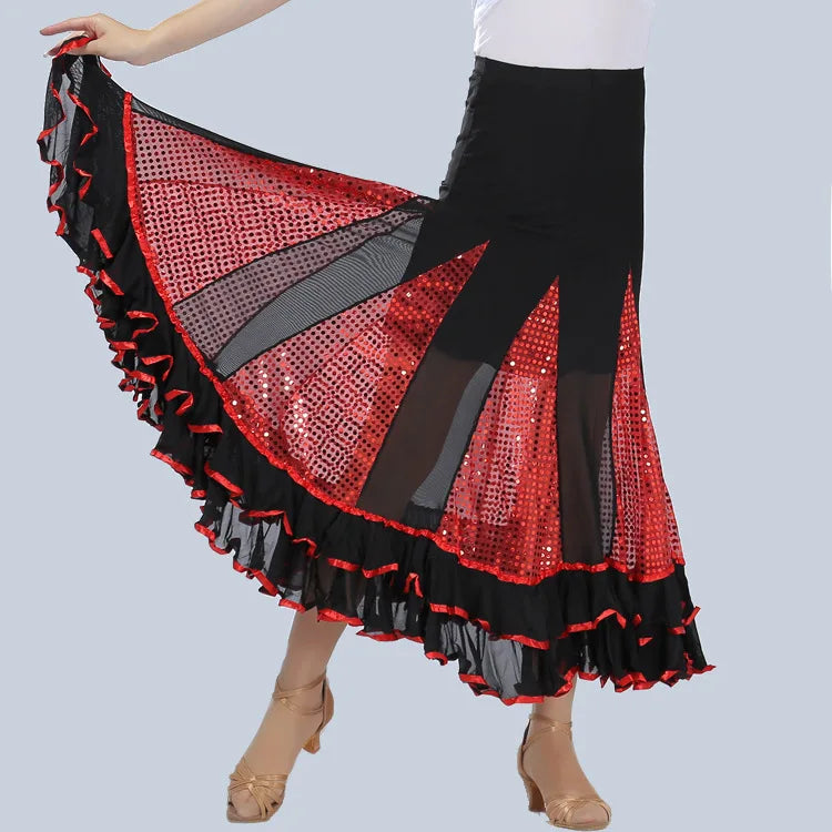 Women's sequin big swing long ballroom dress