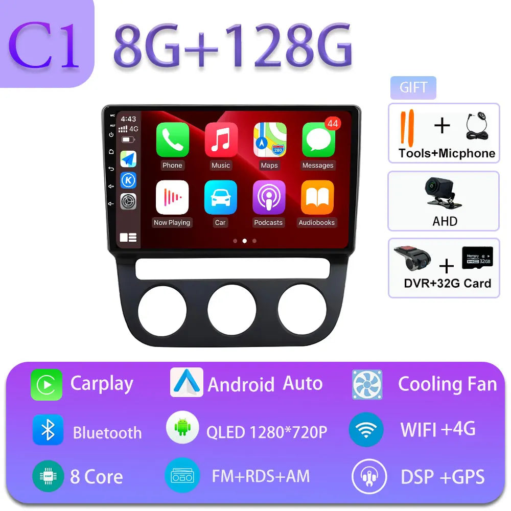 Android Car Stereo for VW Golf Mk5, Jetta GLI, Rabbit 1K (2006–2010) — CarPlay, Android Auto, GPS, 4G, WiFi