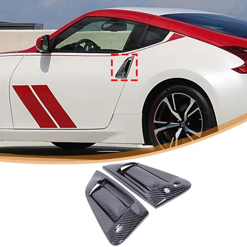 For 2009-2020 Nissan 370Z Door Handle Frame, Exterior Door Handle Decorative Frame ABS Carbon Fiber Pattern 4pcs RHD