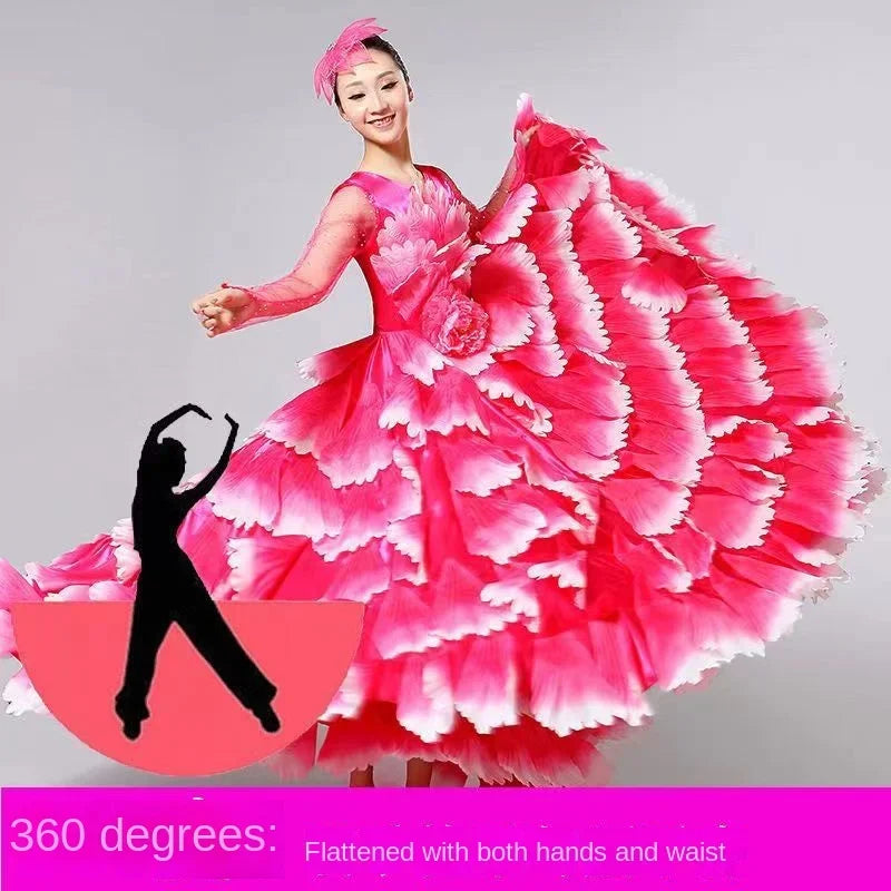 Women's big swing petal flamenco dress