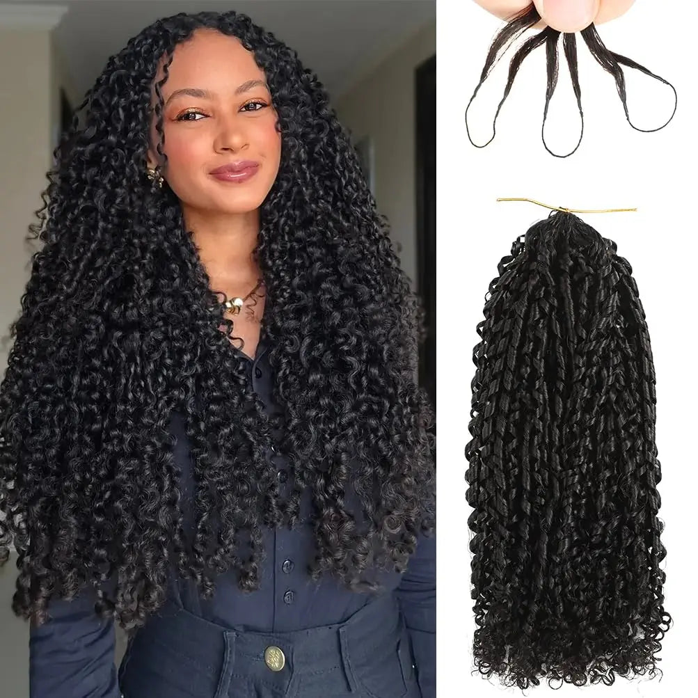 Burmese Curly Crochet Human Hair Knots Feather Crochet Hair Extensions For Women Invisible Knotless Kinky Curly Braiding Hair