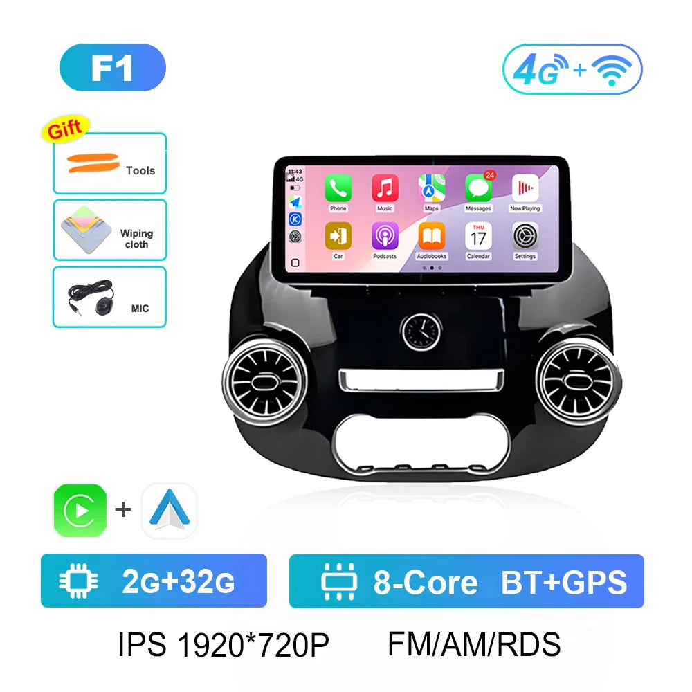 Smart System Android 14 for Mercedes Benz Vito W447 2014 - 2022 Car Video Radio Multimedia Player Cooling fan Bluetooth