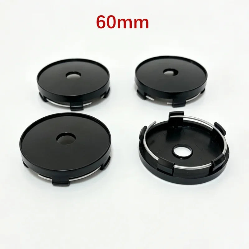 New 4pcs 68mm 65mm 60nmm 56mm 50mm 49mm 48mm Black Chrome Silver Blank Base Rim Cap For Car Modification Universal No Logo Hub C