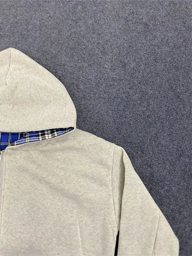 Women's Reversible Plaid Zip-Up Hoodie