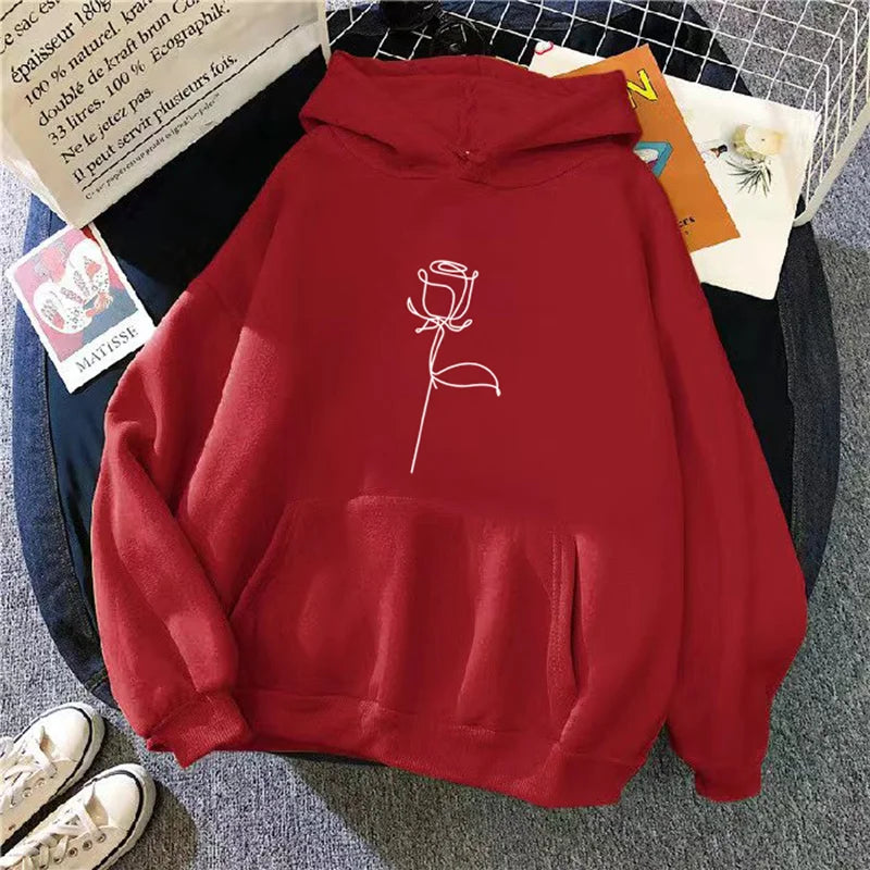 Women's Flower Print Hoodie - Thick Pullover Sweatshirt - photo 7