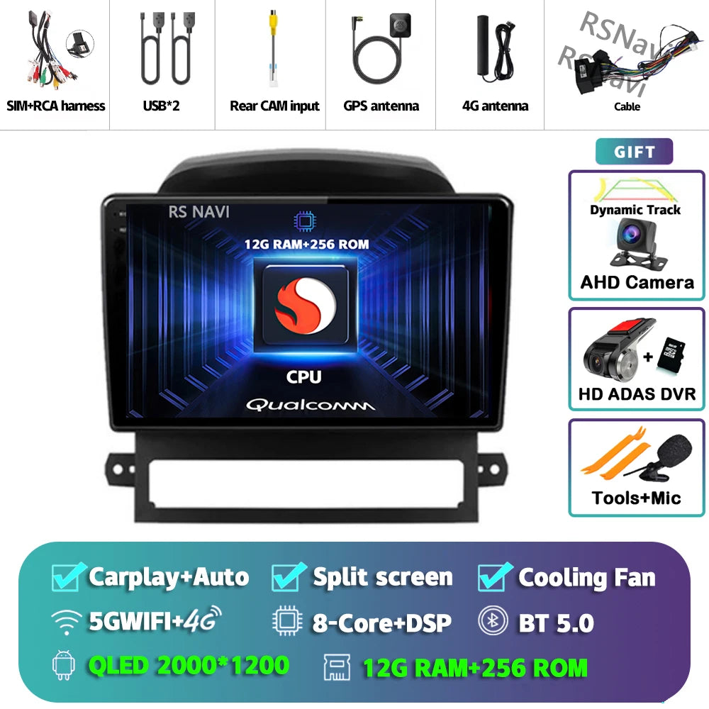 Android 16 Carplay Auto Multimedia Car Radio For Chevrolet Captiva 2008 2009 - 2012 Head Unit Autoradio Stereo Snapdragon Player