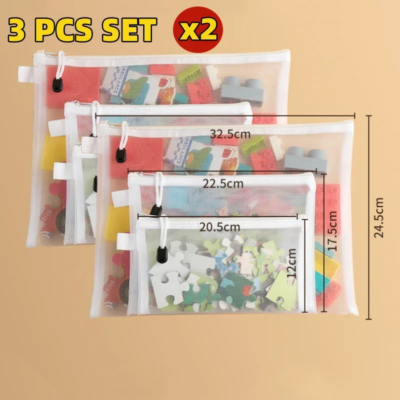 1-30 PCS Mesh Zipper File Bag Waterproof Moisture-proof Zipper Folder Toy Storage Bag Storage Tools Cosmetic Organization Bag