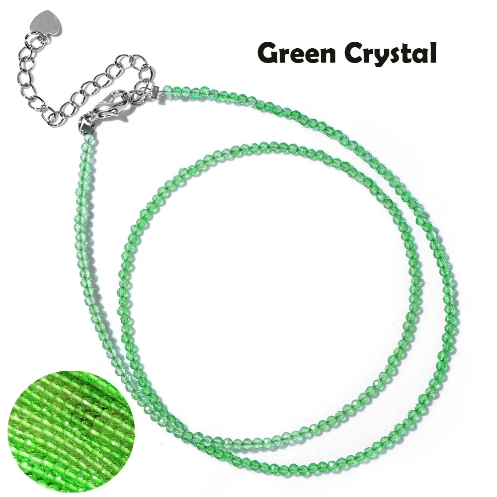 Mini Gem Stone Beaded Necklace 2mm Faceted Natural Agat Quartz Female Fashion Party Choker for Women Girl Jewelry Gift Wholesale