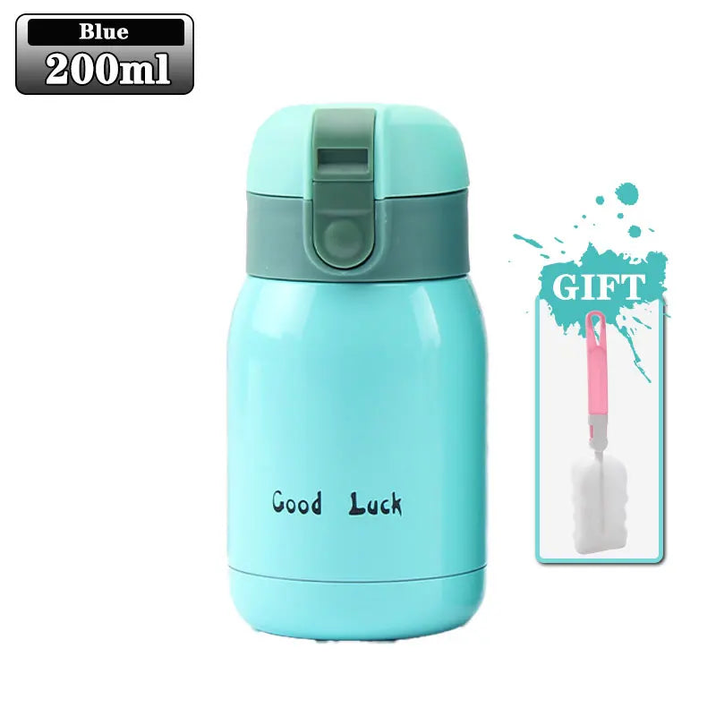 Wholesale 200ML Flip Top Thermal Mug Stainless Steel One Touch Kids Thermos Bottle Flask With Button Lid