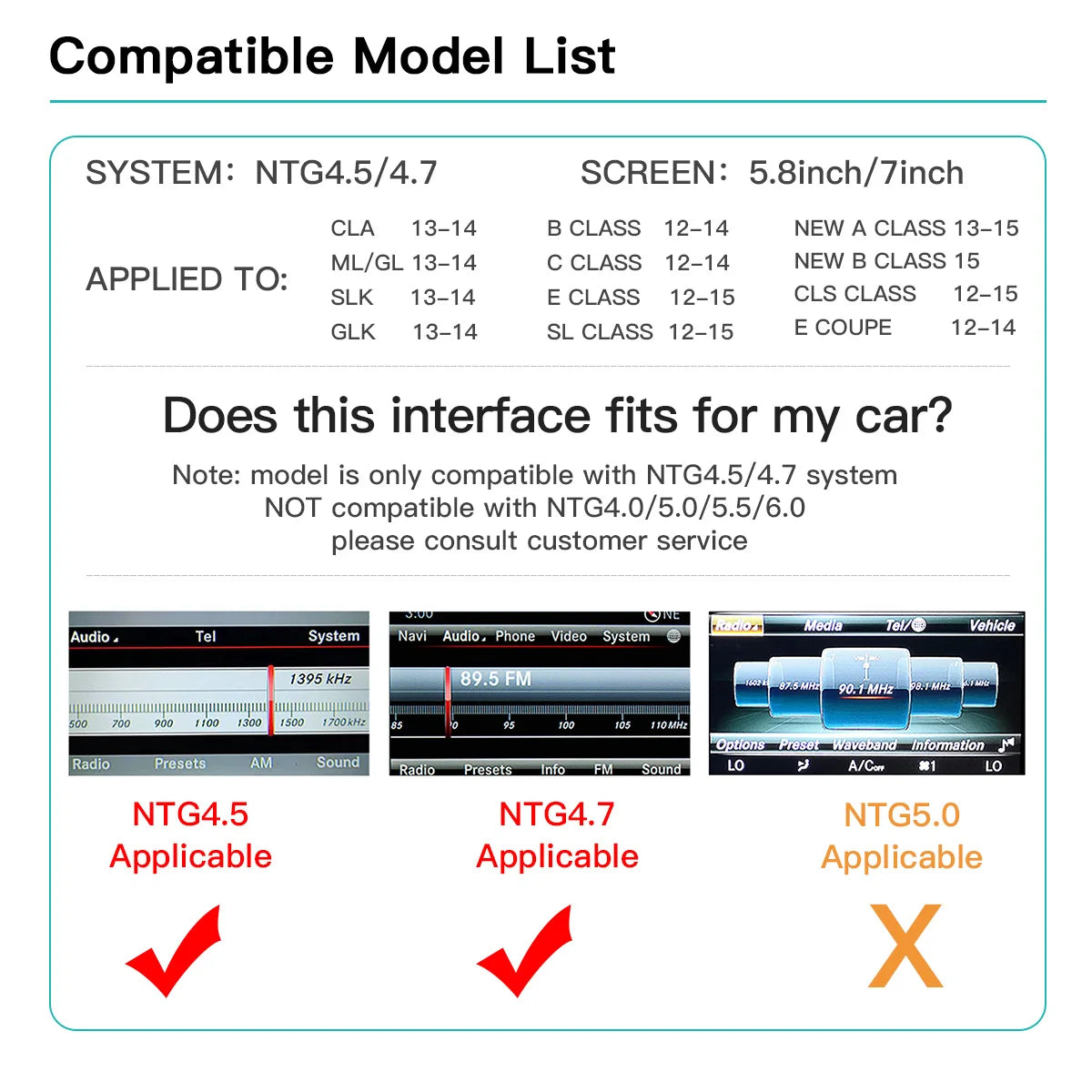 AUTOABC Wireless CarPlay Android Auto for Mercedes Benz A B C E Class NTG4.5/4.7 GLA CLA GLK SLK CLS W204 W176 W246 X204 C117