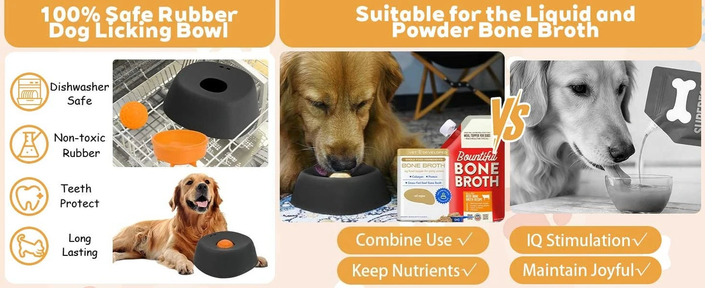 Anti-Choking Slow Feeder Dog Bowl Non-Slip 3/4 Cup - Lick Toy for Liquid Treats Bone Broth Yogurt