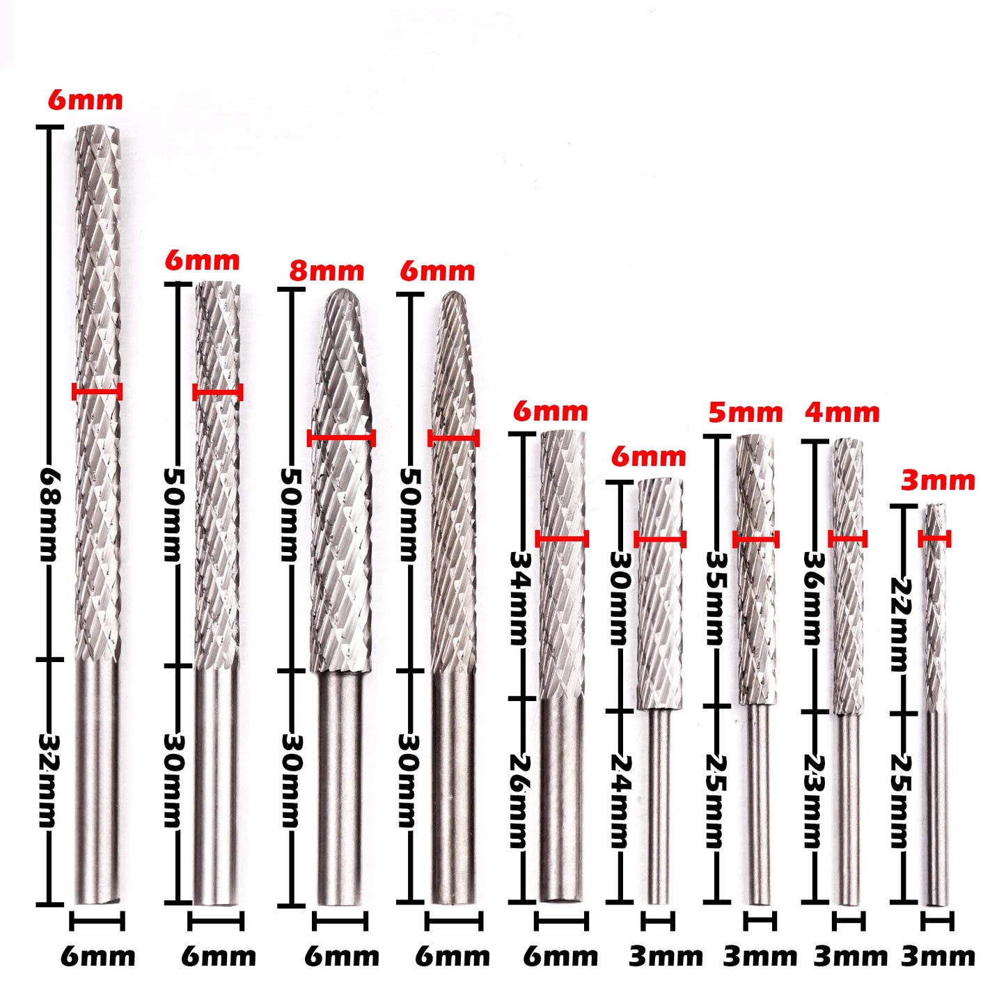1PC Rotary Burr Cutter High Speed Steel Rotary Bur Cutter File Milling Cutter Drill Bit Engraving Bits Milling For Rotary Tool