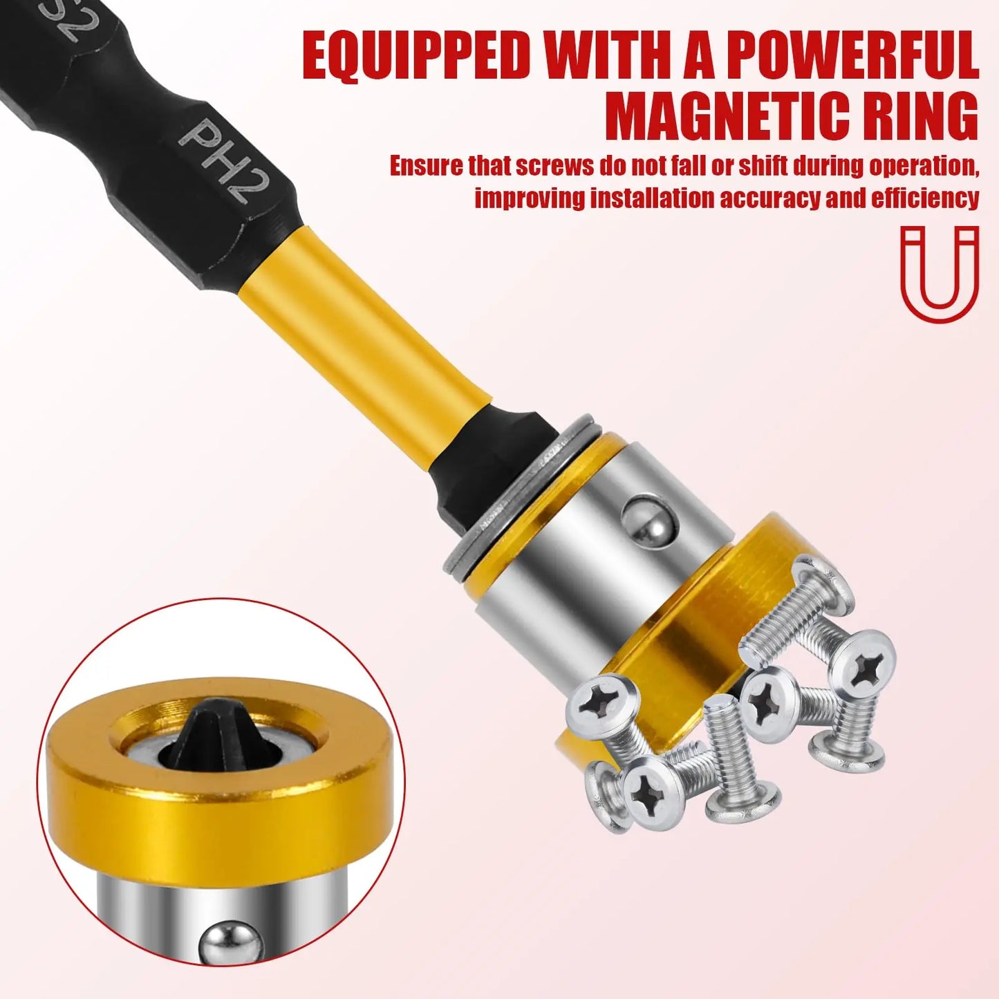 Rafford Magnetic Drywall Screwdriver Bit Set, 1/4" Hex Shank, Phillips Head for Hand/Power Drills, Rust-Resistant Plated Metal,