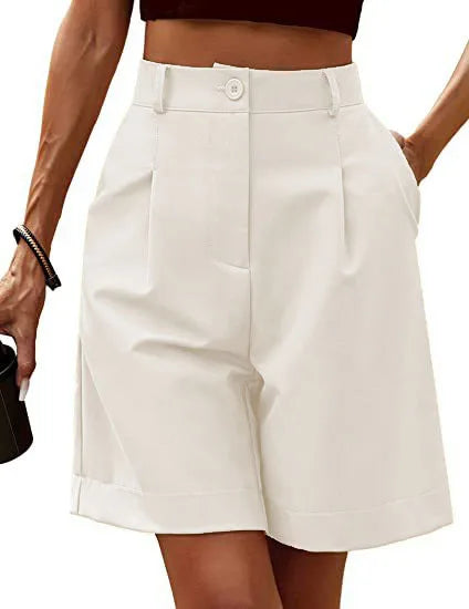 Women's High-Waist Wide-Leg Casual Shorts – Loose Slimming Straight Breathable Street Trend Five-Point Pants