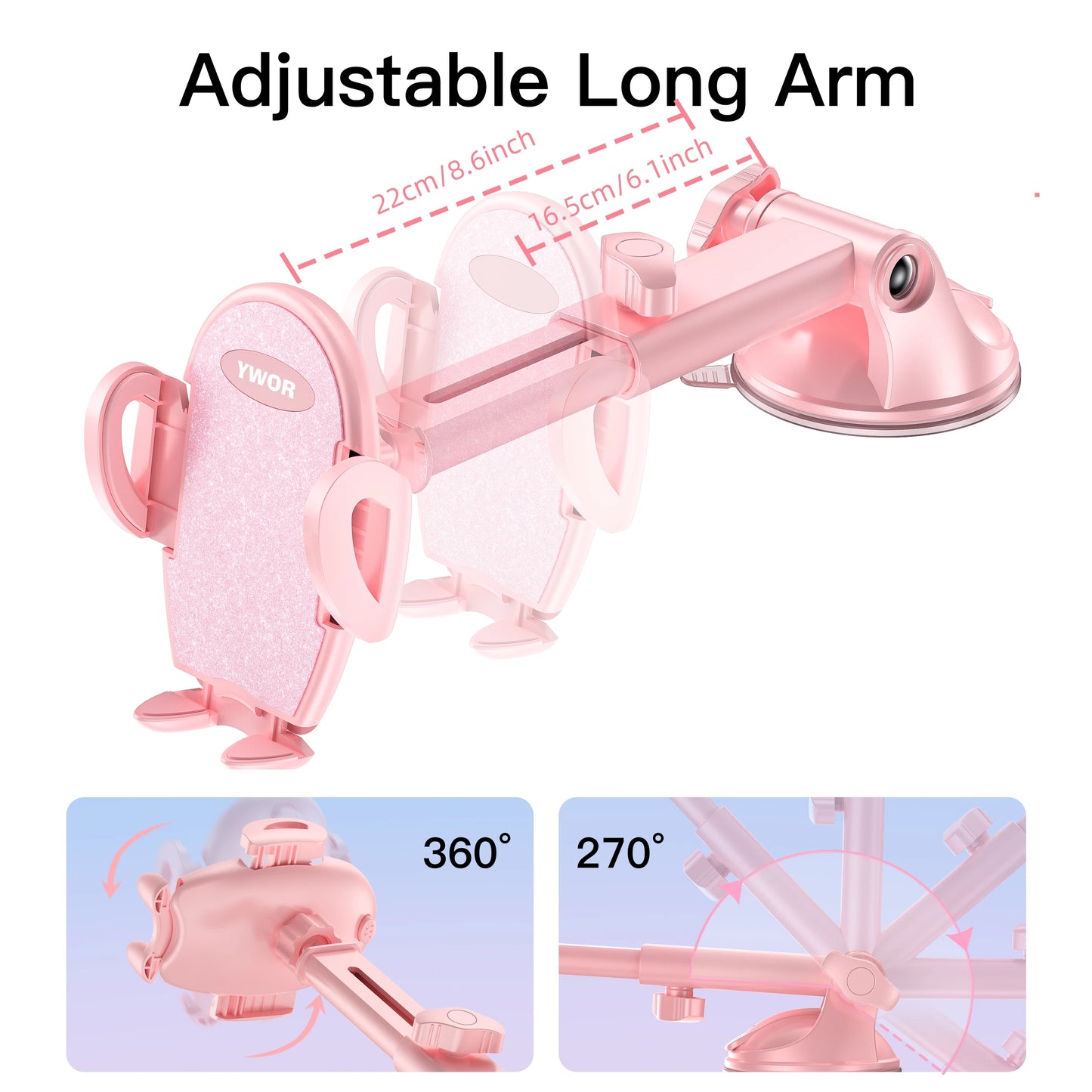 360 Degree Rotation Car Phone Holder - Quick-Release Adjustable Dashboard Mount Compatible with iPhone 17