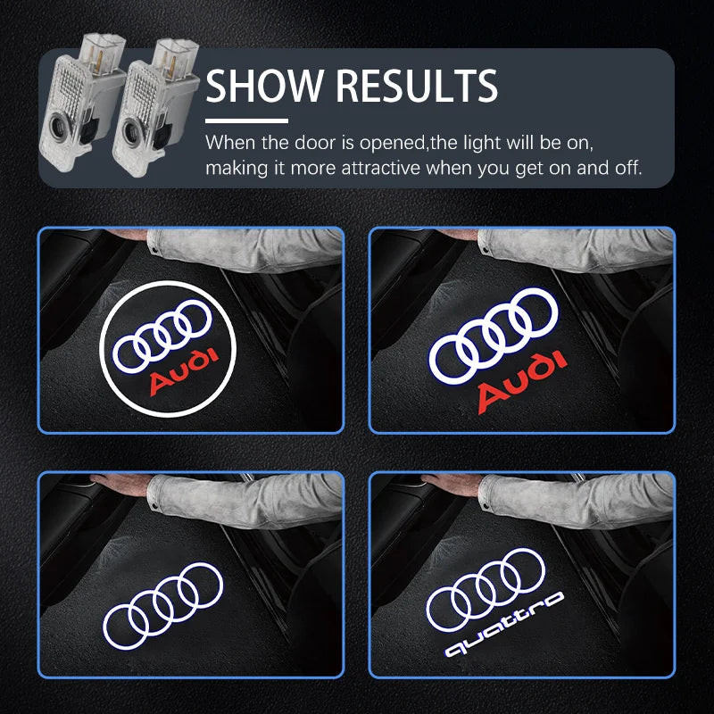 Audi LED Door Welcome Light – Car Door Emblem Lamp for Q3 Q5 Q7 S3 S4 S5 S6 S7 A4 A5 A6 A7 A8